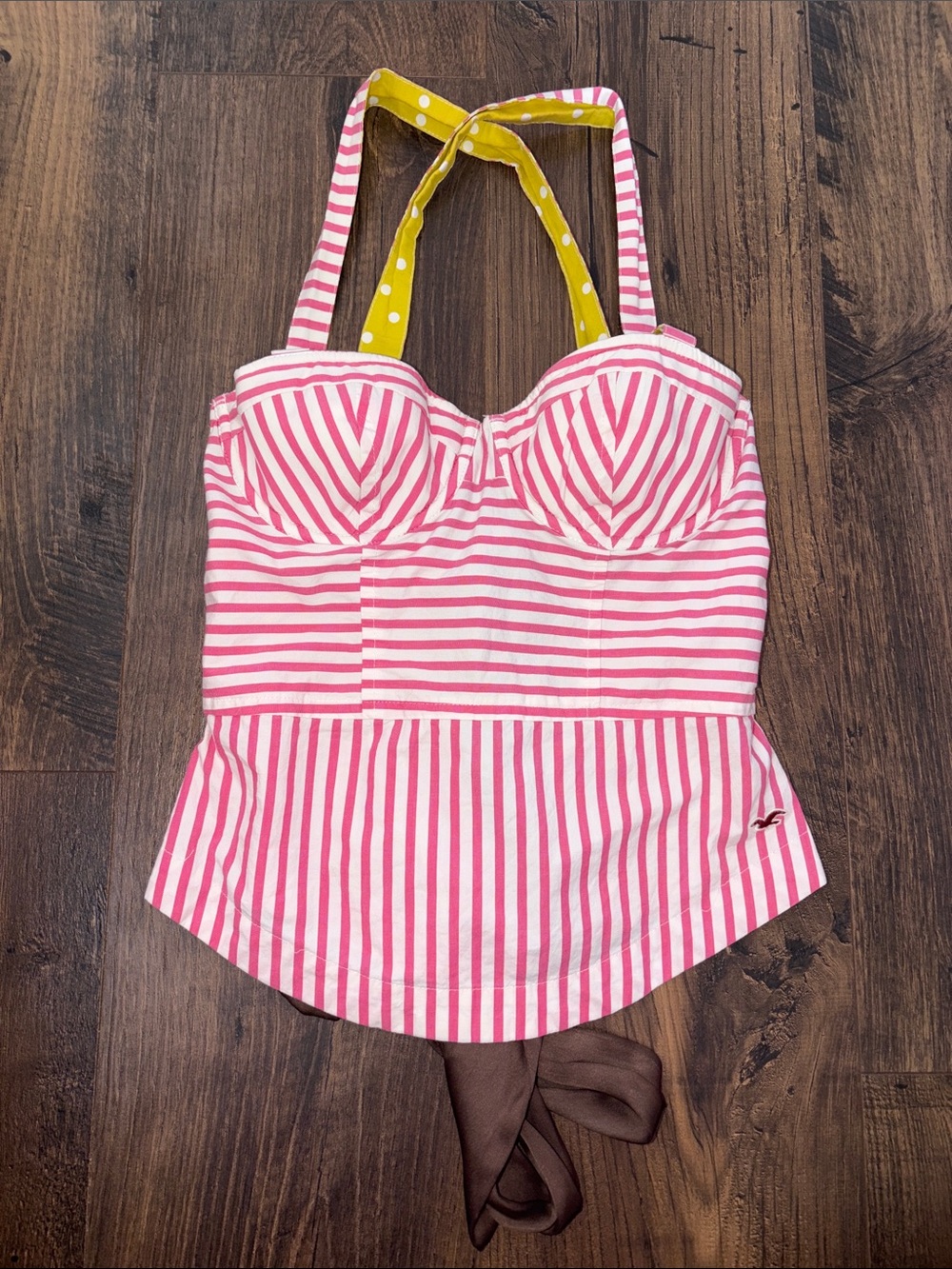 Hollister Pink & White Striped Halter DIY